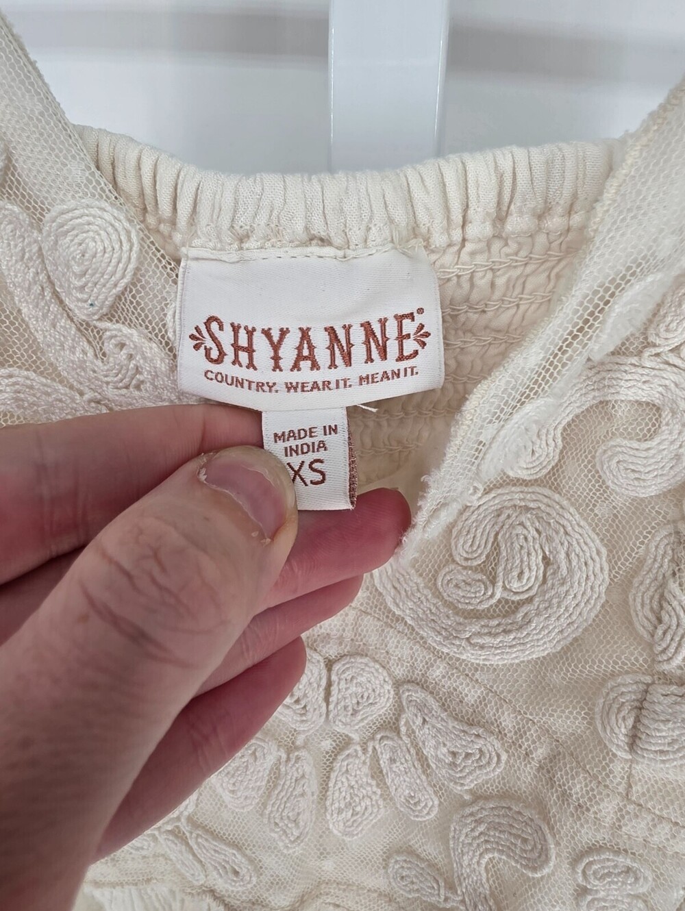 Shayanne Womens Sz XS Cropped Tank Top Cream Lace Western Boho - Picture 3 of 4
